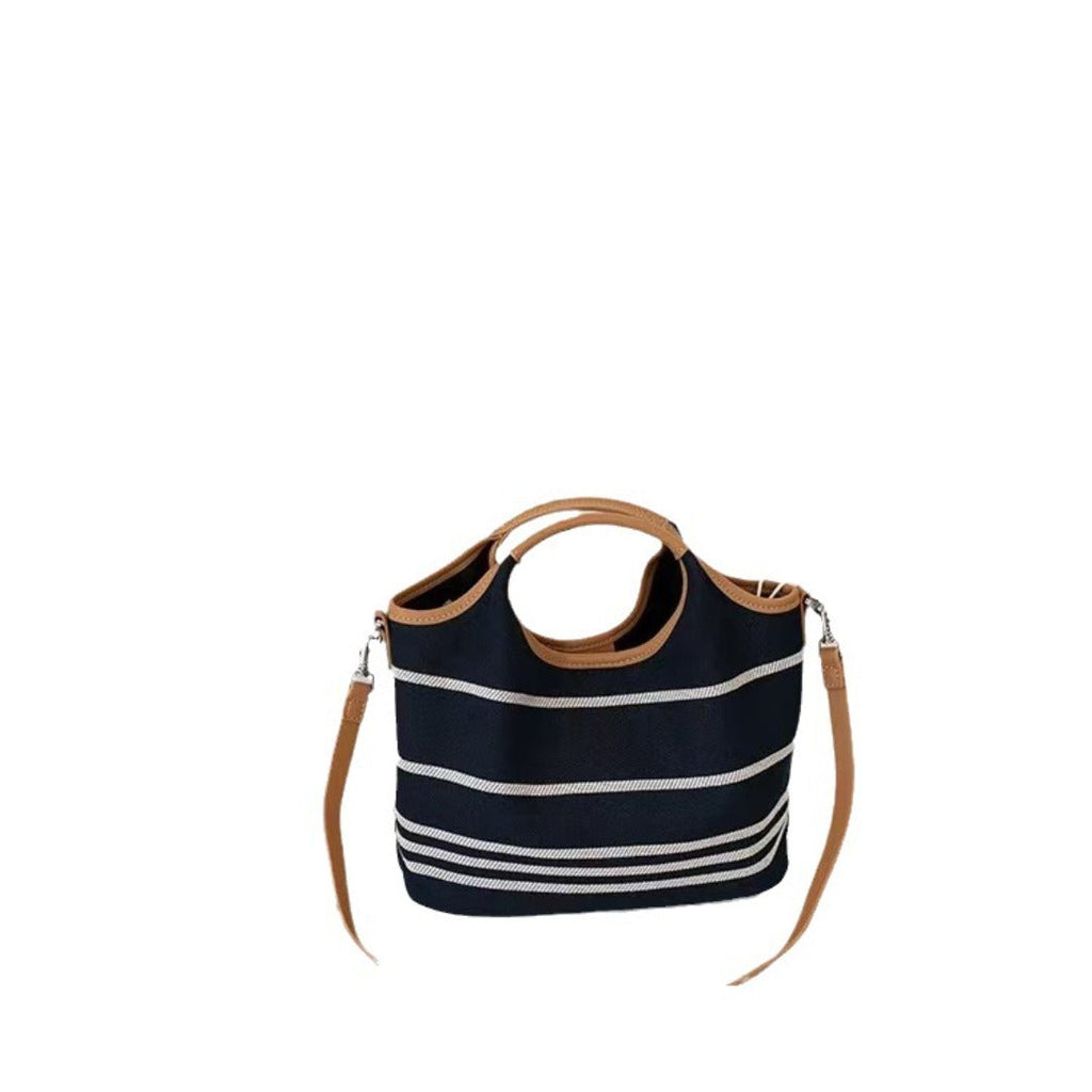 Design canvas bucket bag, tote bag contrasting large capacity, casual tote bag, commuter tote bag with 2 in 1