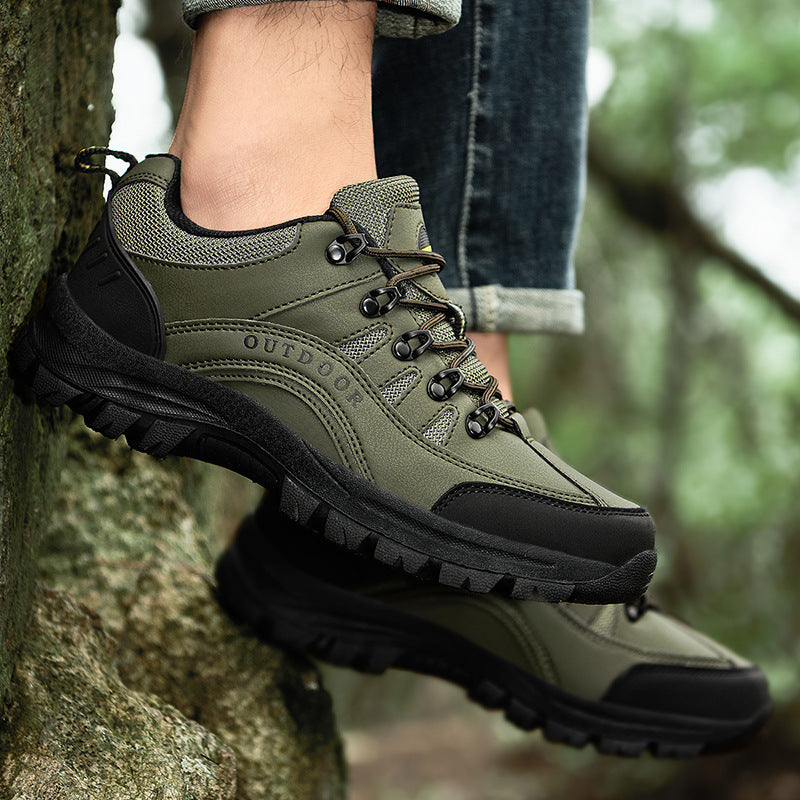 Boots Men's Autumn And Winter Outdoor Sneakers Leather Low-top Hiking Shoes Small Wholesale Delivery