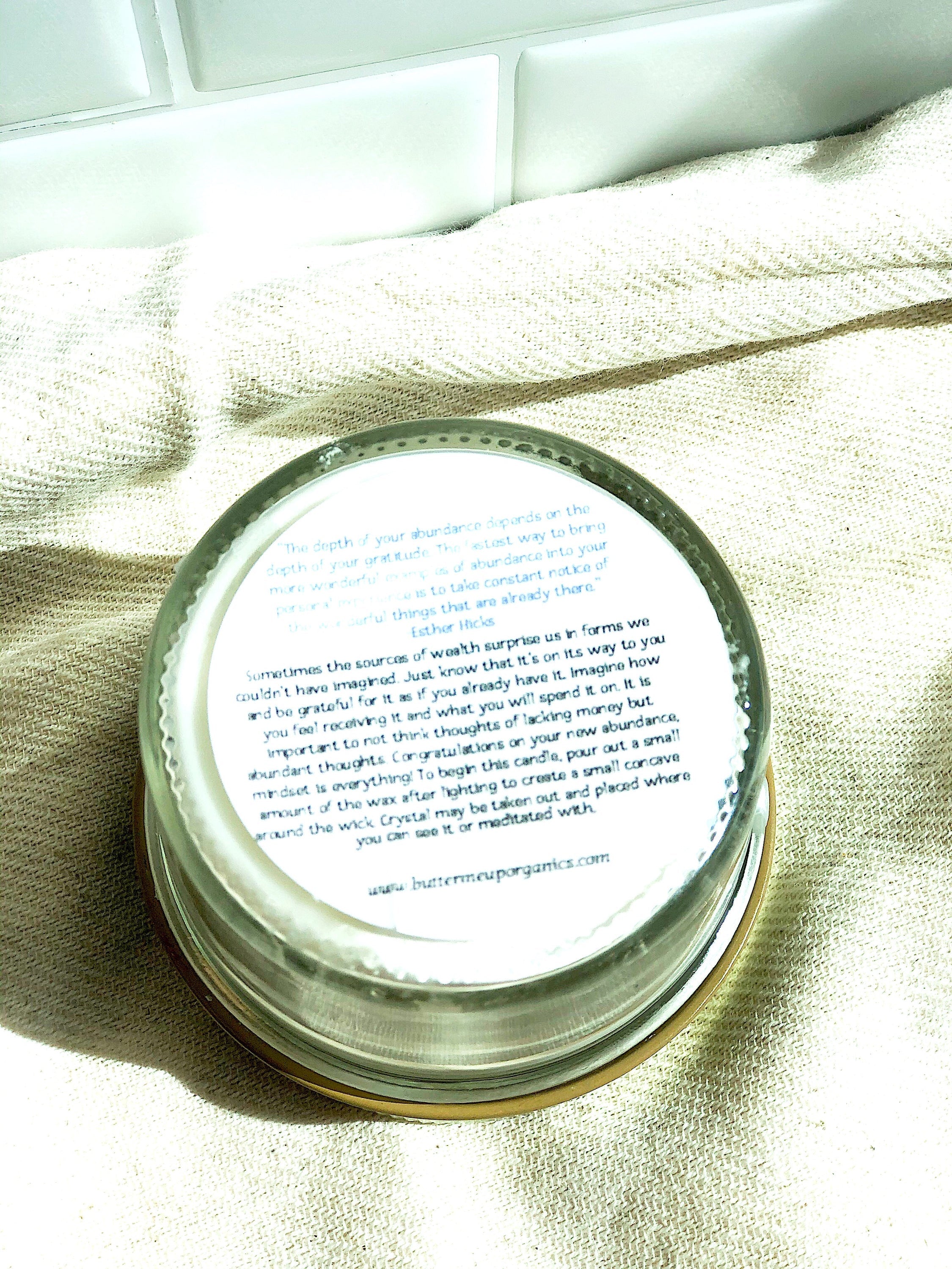 Abundance Ritual Candle Soy Jar Wooden Wick Citrine