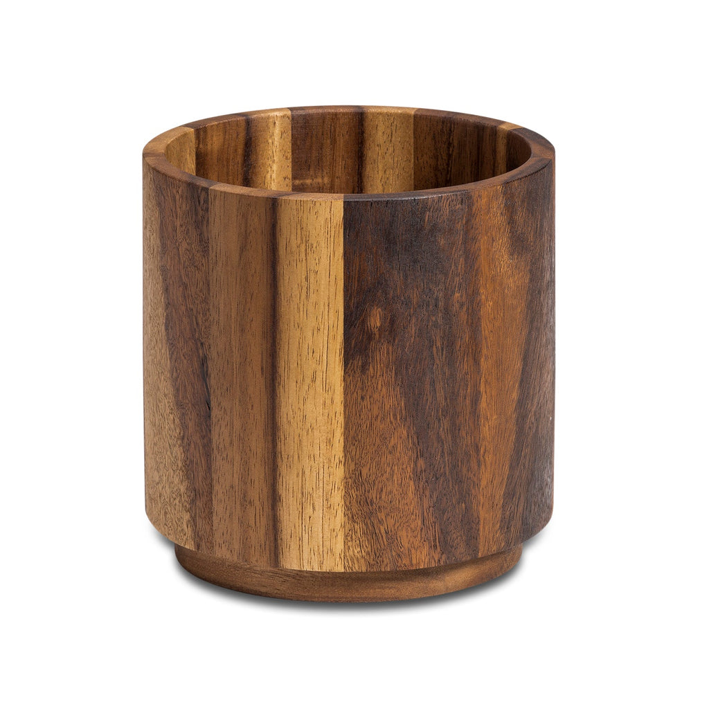 Acacia Wood Rotating Lazy Susan Utensil Holder 7 x 7 Inch Countertop Organizer