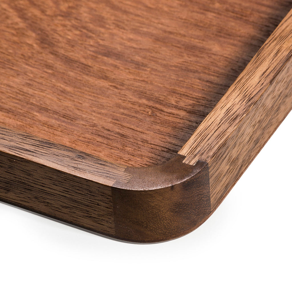 Acacia Wood Square Serving Tray 14 Inch x 14 Inch Handcrafted Natural Grain