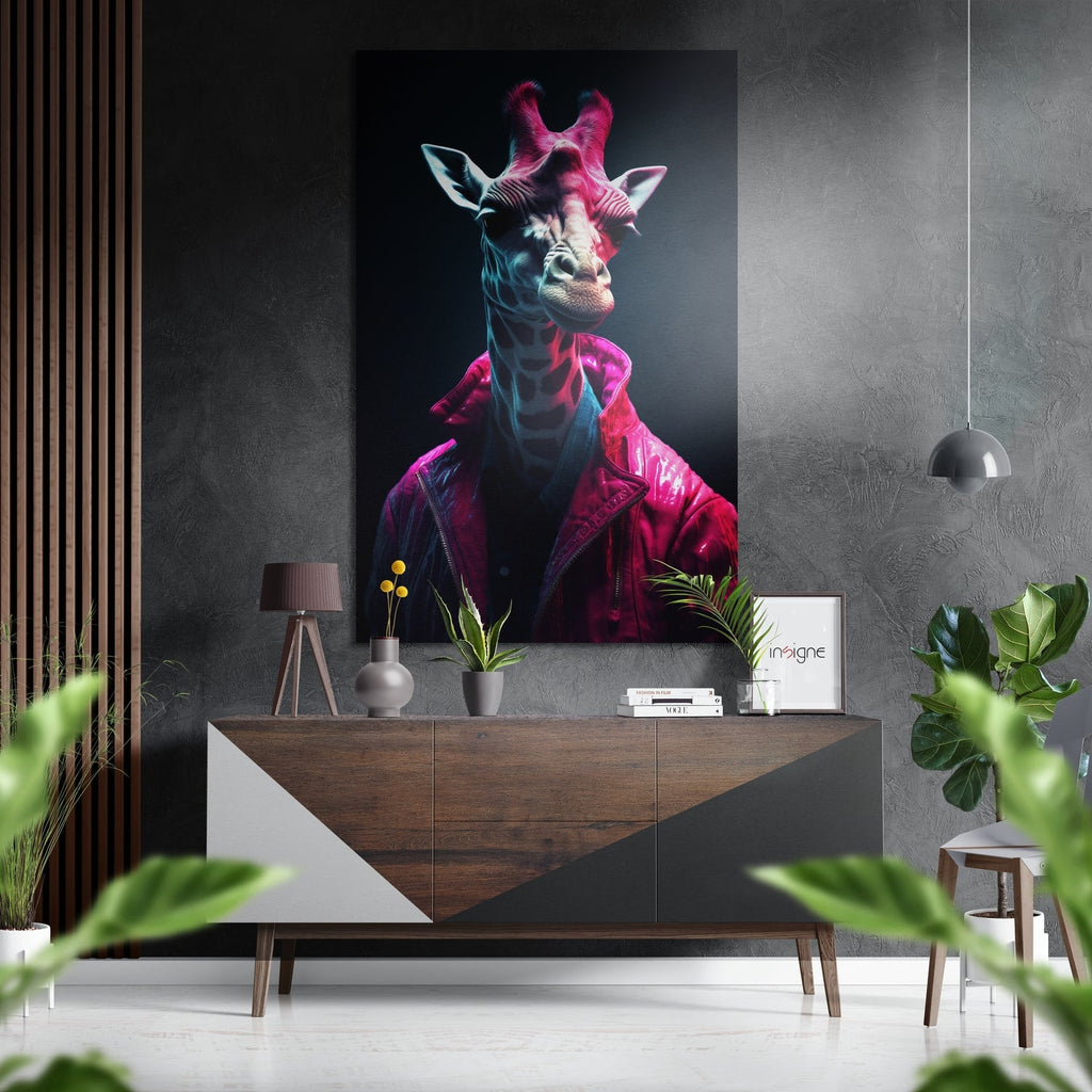 Cool Giraffe Brushed Aluminum Dibond Wall Art