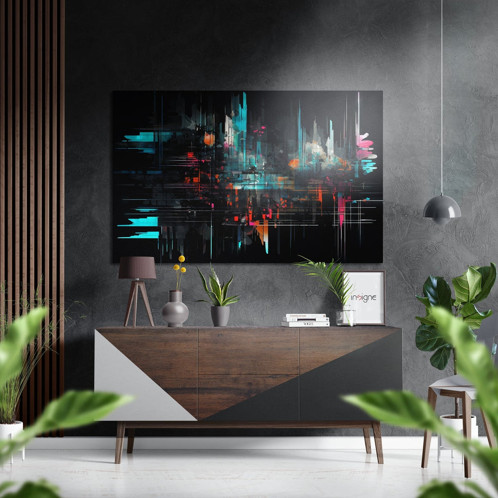 Abstract City Silhouette Brushed Aluminum Dibond Wall Art