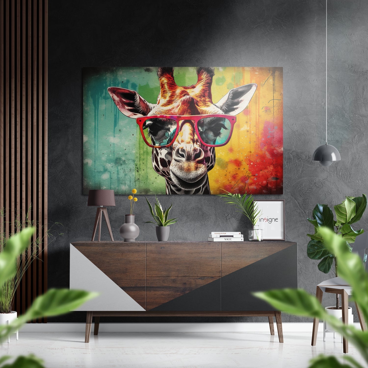 Happy Giraffe Brushed Aluminum Dibond Wall Art
