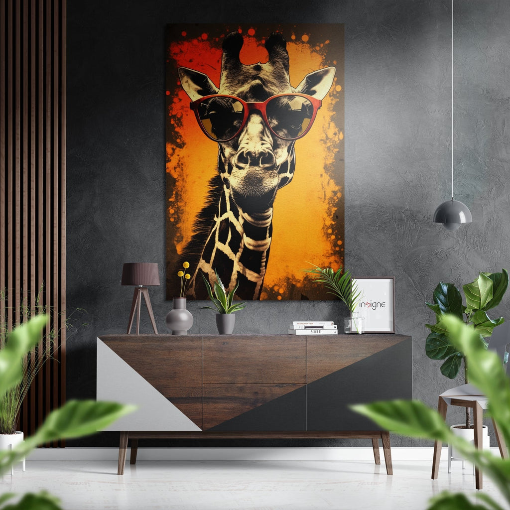 Happy Giraffe Brushed Aluminum Dibond Wall Art