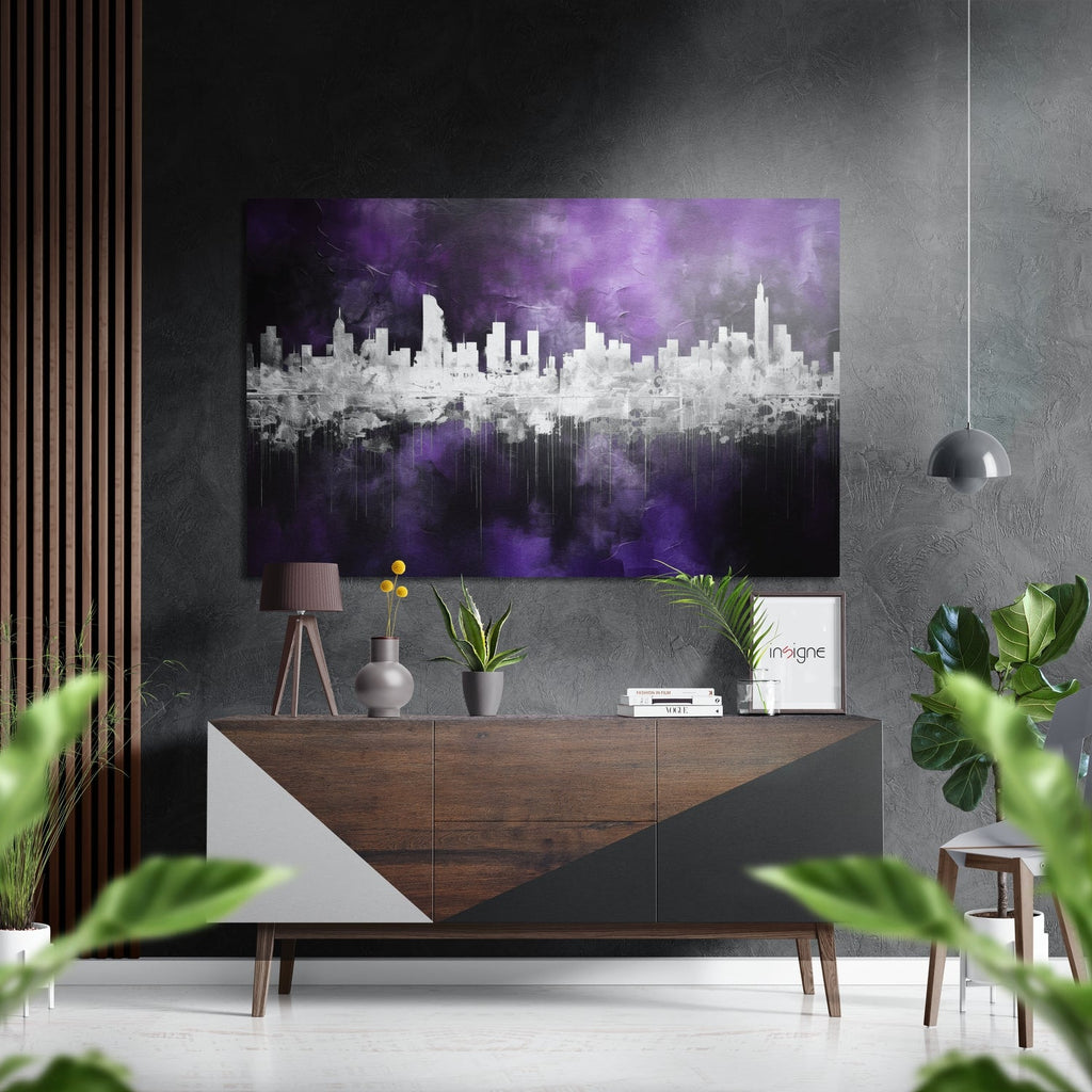 City Silhouette Brushed Aluminum Dibond Wall Art