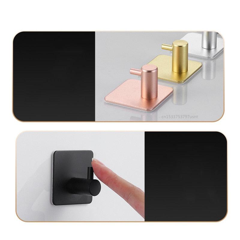 Adhesive Wall Hooks Mounted Door Key Cloth Coat Bathroom Robe Hanger Kitchen Hardware Rack Shelf Bag Hook Organizer For Hanging  Bathroom Toilet Sticky Hook