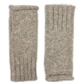 Alpaca Fingerless Knit Gloves Beige Long Ribbed Cuff Thumb Slit Warm Wrist