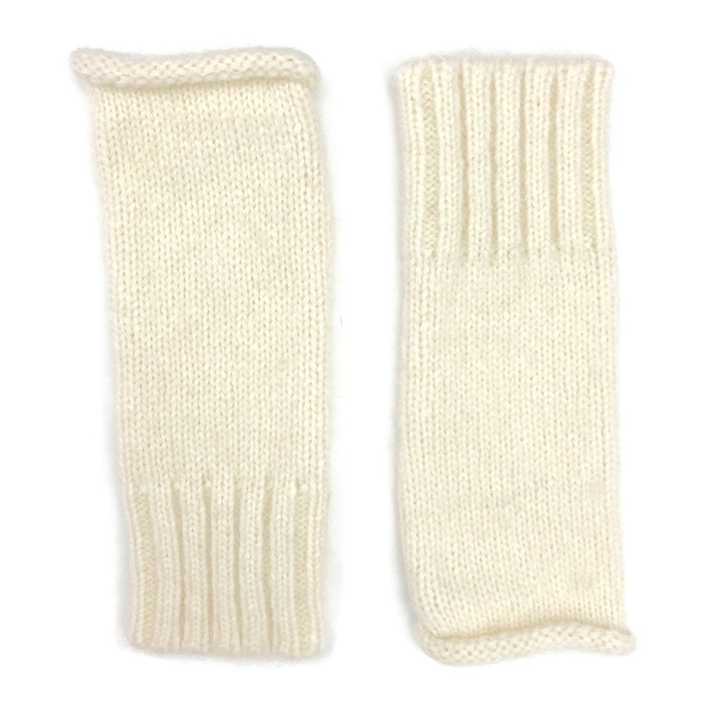 Alpaca Fingerless Knit Gloves Long Ribbed Cuff Winter Gloves Thumb Slit