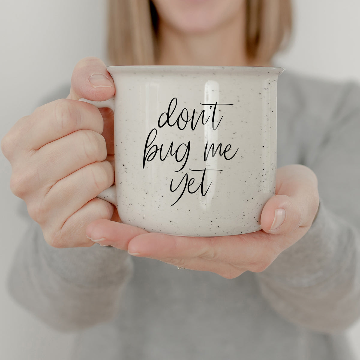 Don't Bug Me Yet 14.5oz Ceramic Coffee Mug Double Sided Morning Warning