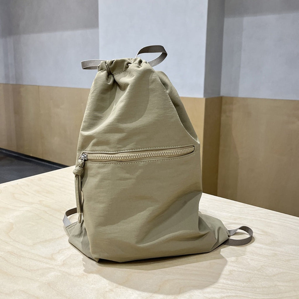 Casual bag women's summer large capacity bundle bucket bag, drawstring fabric backpack unisex, nylon backpack purse lightweight