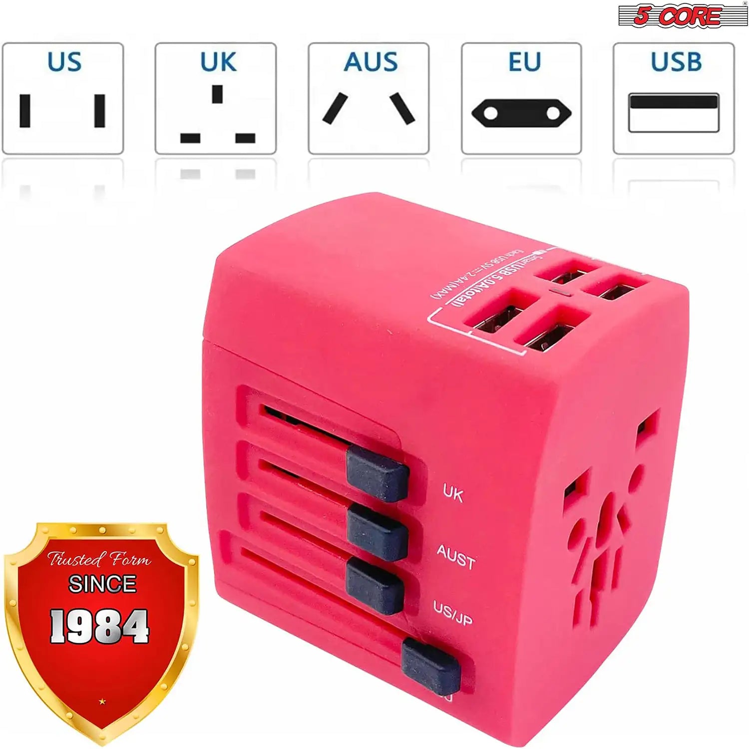 Universal Travel Adapter International Power Adapters 3 Pack Multicharger Plug w 4 USB Ports
