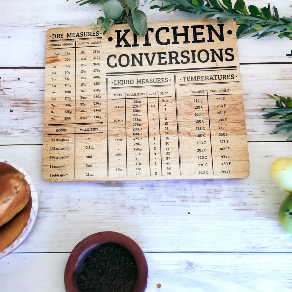 Bamboo Kitchen Conversion Board 12.75x10 Inch Measurement Countertop Decor Gift