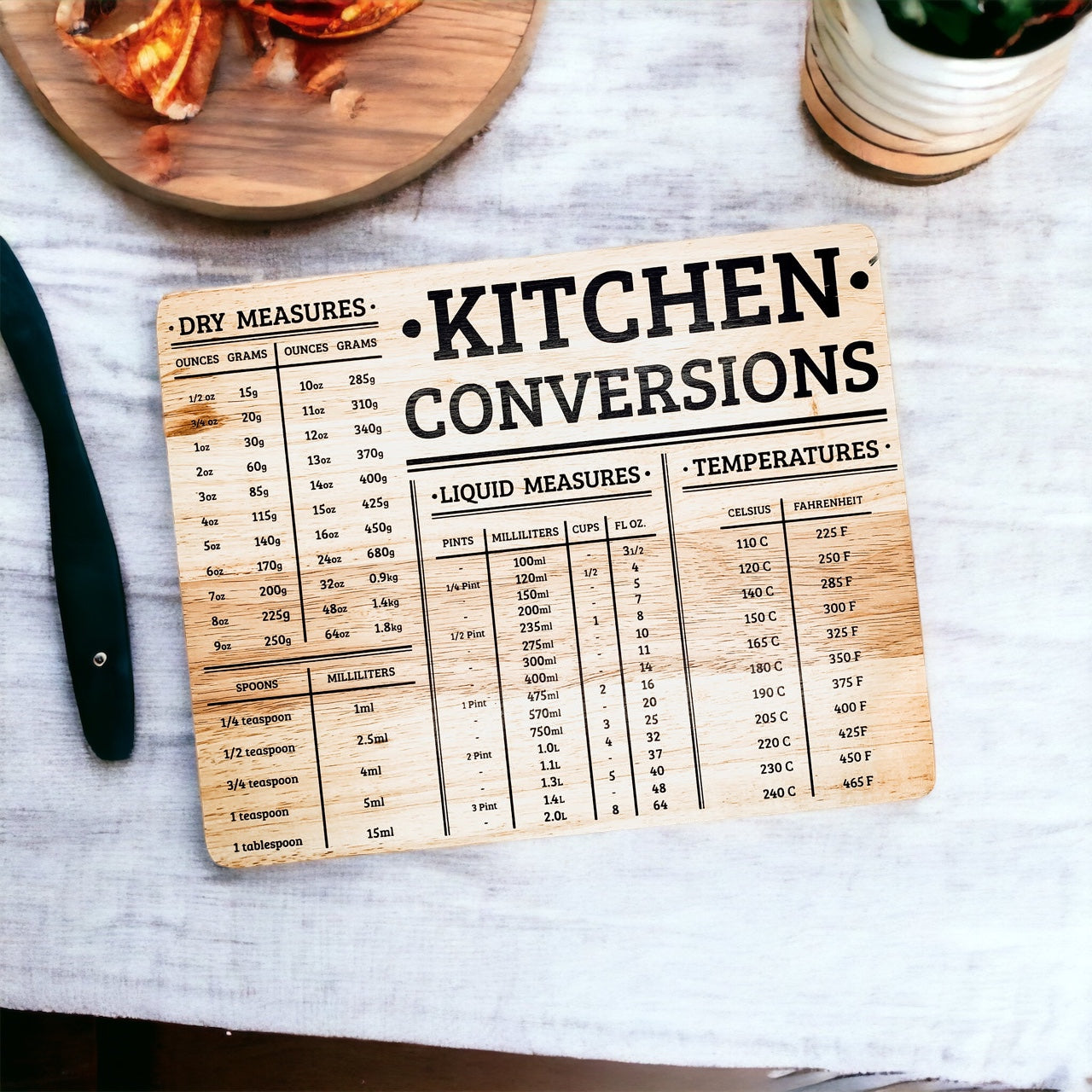 Bamboo Kitchen Conversion Board 12.75x10 Inch Measurement Countertop Decor Gift