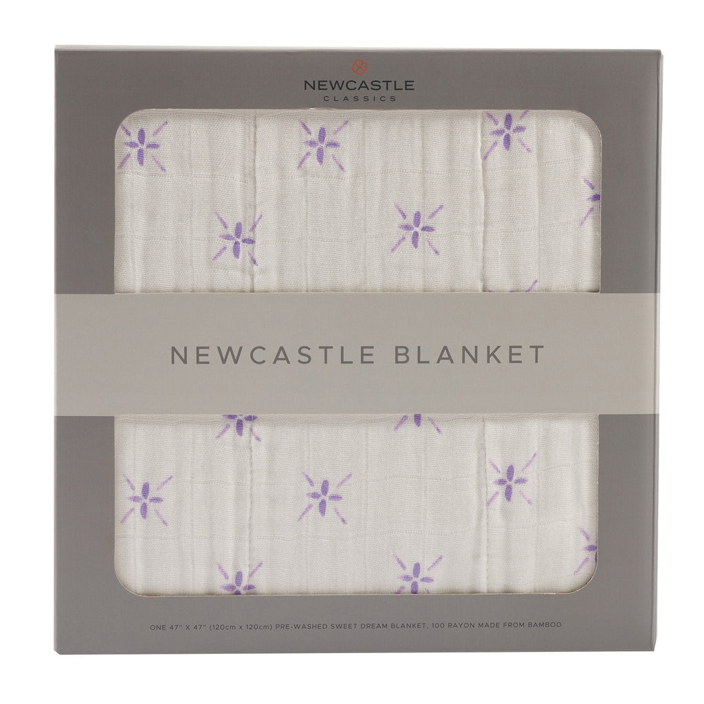 Bamboo Muslin Baby Blanket Watercolor Star 47x47 White