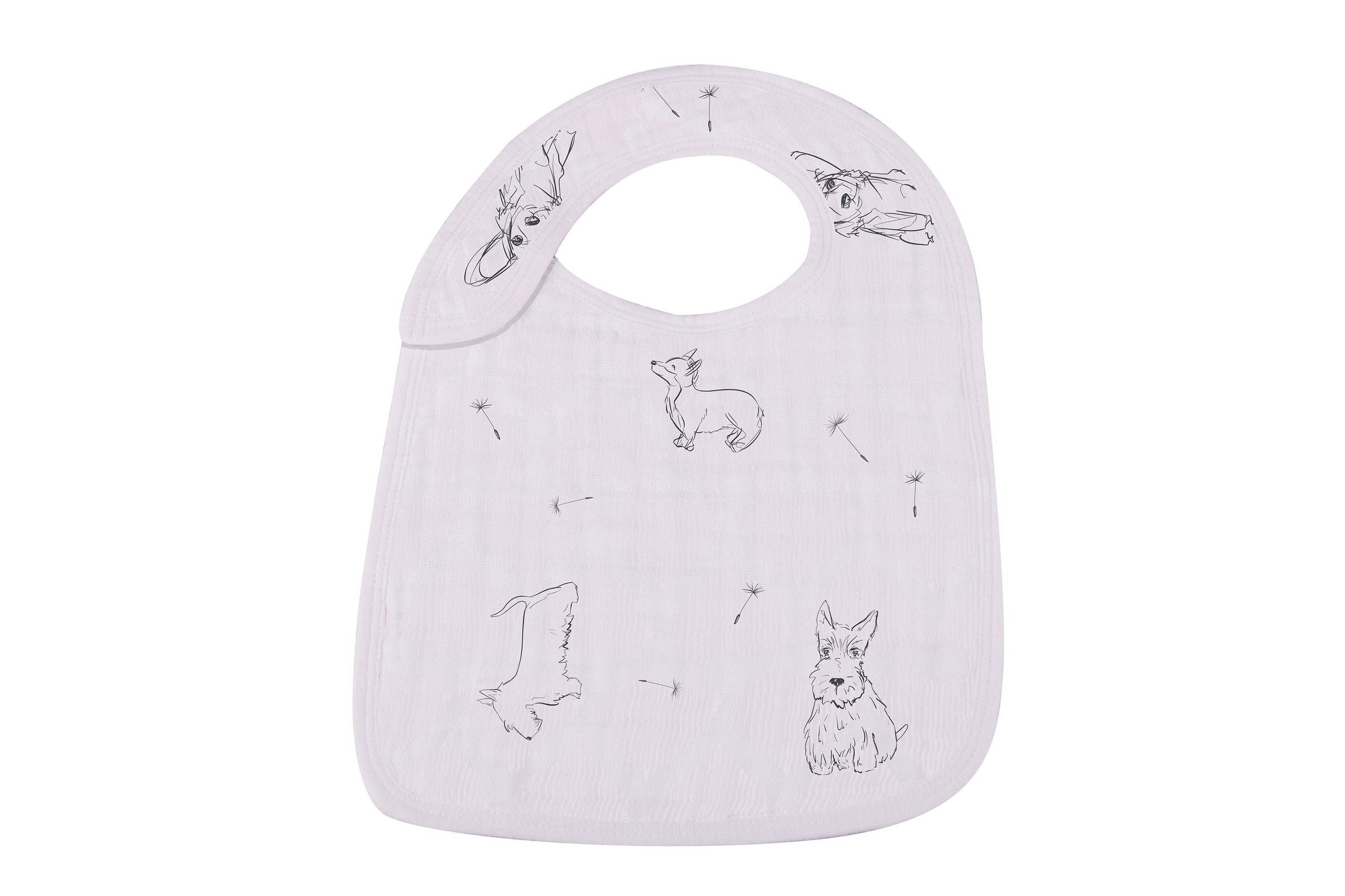 Bamboo Muslin Baby Snap Bibs 3 Pack Dandelion Print