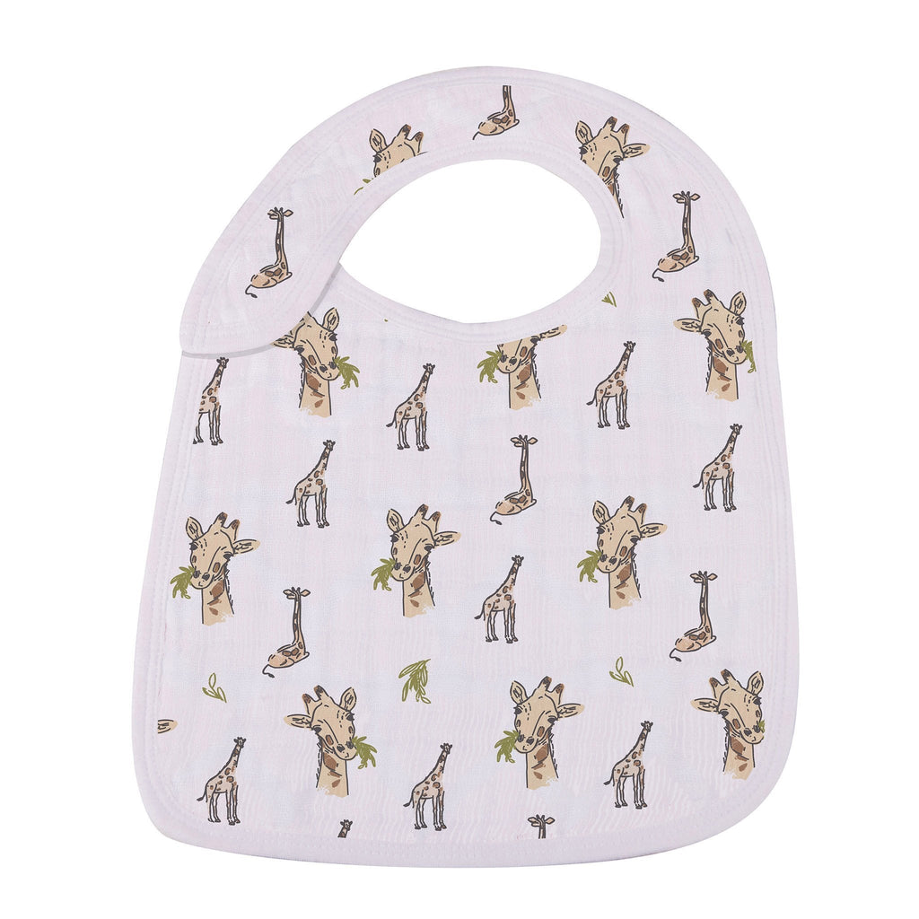 Bamboo Muslin Baby Snap Bibs 3 Pack Savannah Print Soft
