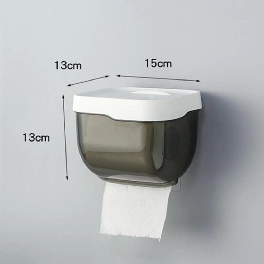 Bathroom Toilet Paper Holder Punch-free Waterproof Storage Box Toilet Paper Storage Rack Paper Towel Kitchen Storage Accessories Waterproof Toilet Paper Holder Wall Mounted Punch Free Paper Dispenser Transparent Storage Box Bathroom Kitchen Supply
