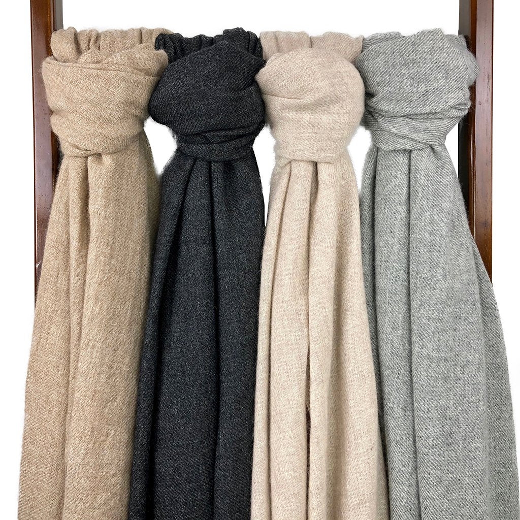 Beige Oversized Handloom Cashmere Scarf Wrap - Grade A Himalayan Soft Throw