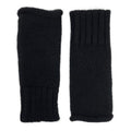 Black Alpaca Fingerless Gloves Long Ribbed Cuff Warm Wrist Sleeve