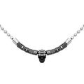 Black Skull Hematite Bead Necklace Gothic Pendant For Men