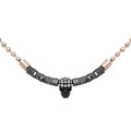 Black Skull Hematite Bead Necklace Gothic Pendant Unisex