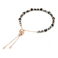 Black Spinel Rose Gold Skull Pull Chain Adjustable Bracelet
