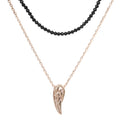 Black Spinel Rose Gold Wing Layered Double Necklace