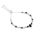 Black Spinel Skull Beaded Bracelet Adjustable Unisex