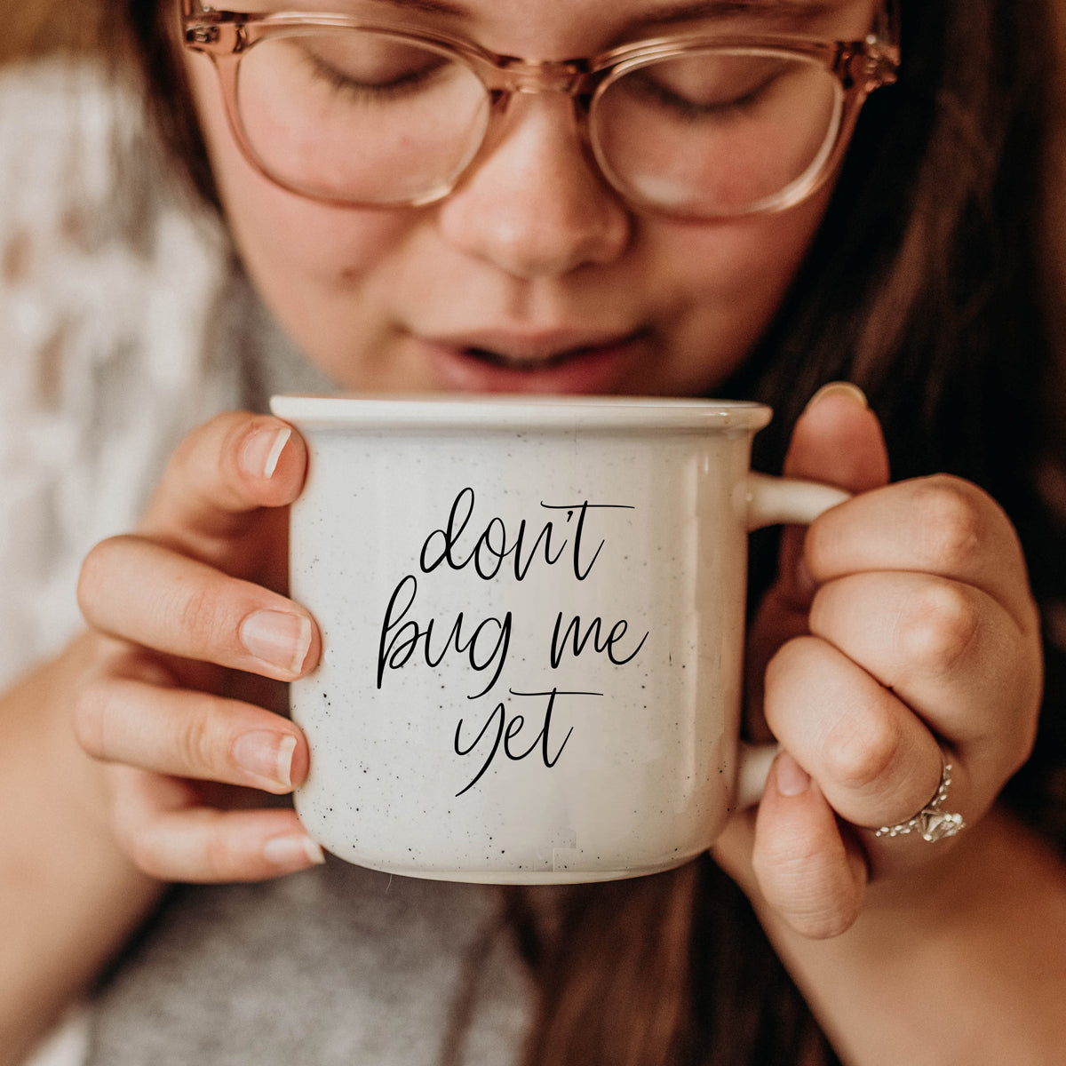 Don't Bug Me Yet 14.5oz Ceramic Coffee Mug Double Sided Morning Warning