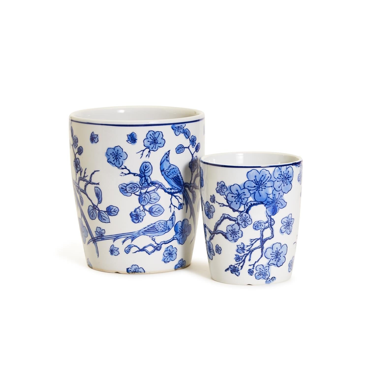 Blue White Chinoiserie Ceramic Vase Planter for Indoor Plants Decorative