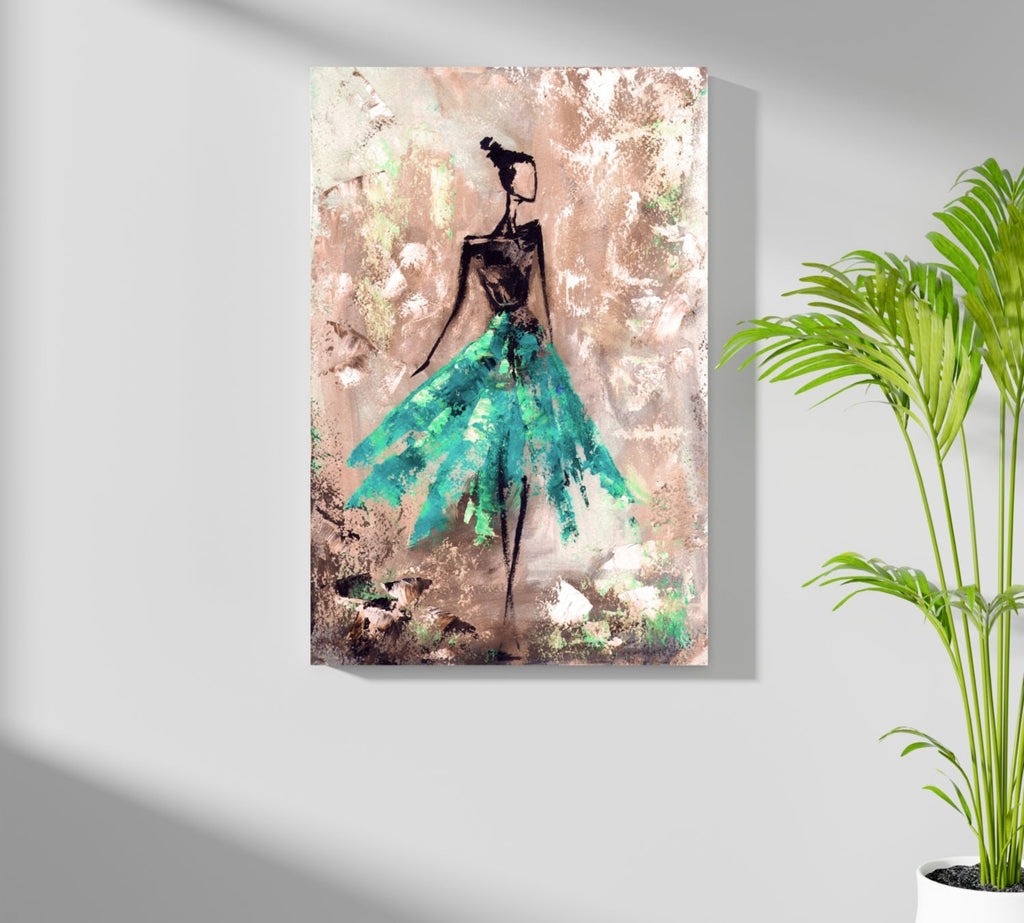 Lady in Green Dress Aluminum Print