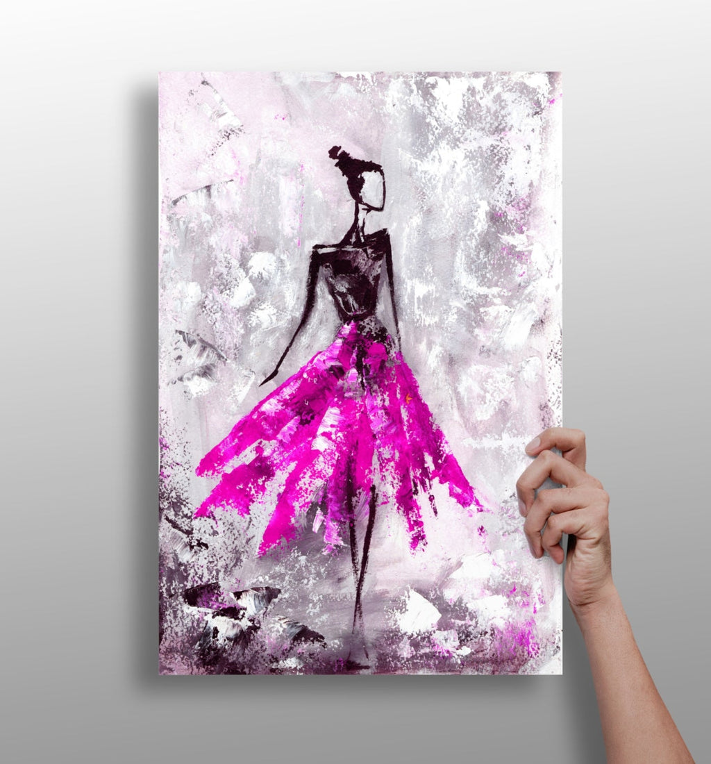 Lady in Pink Dress Aluminum Print