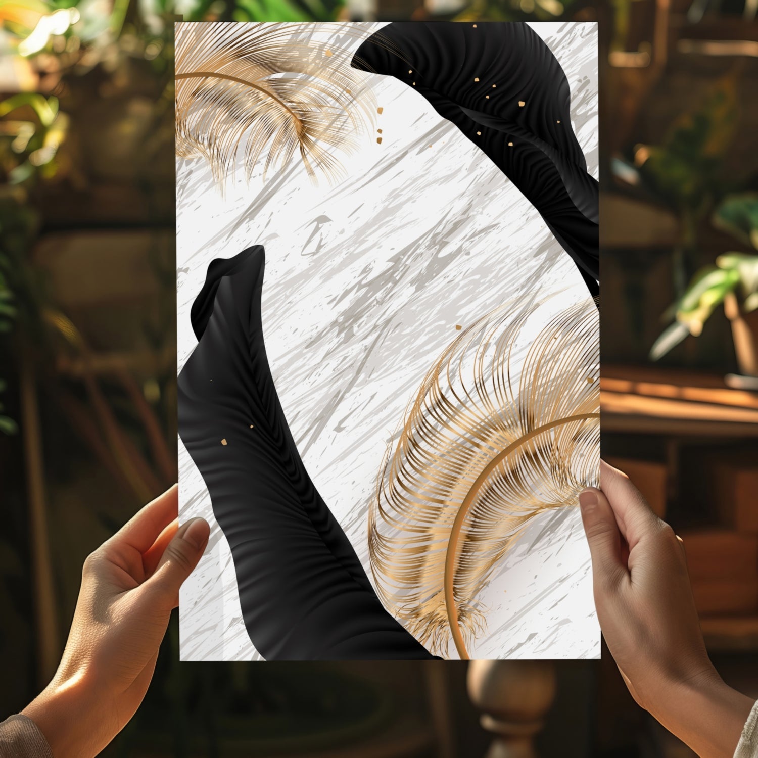 Modern Art Leaves V1 Aluminum Print
