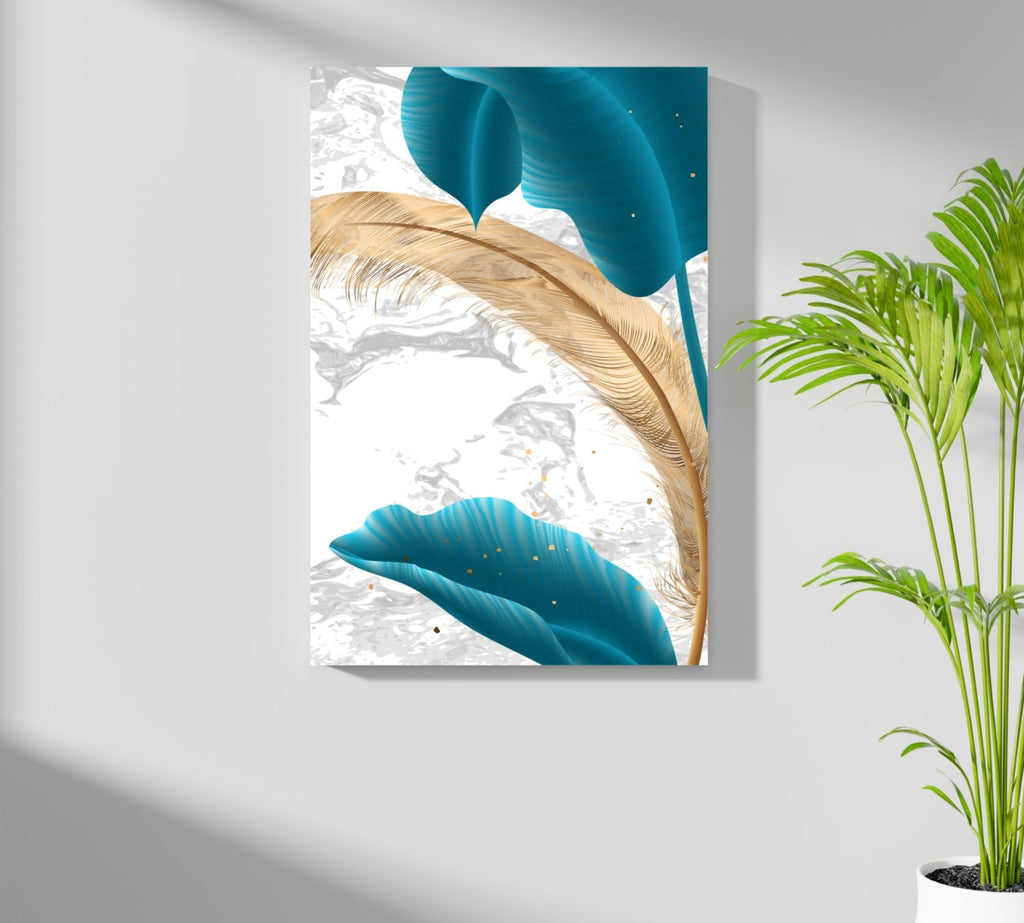 Teal Leaves Aluminum Print