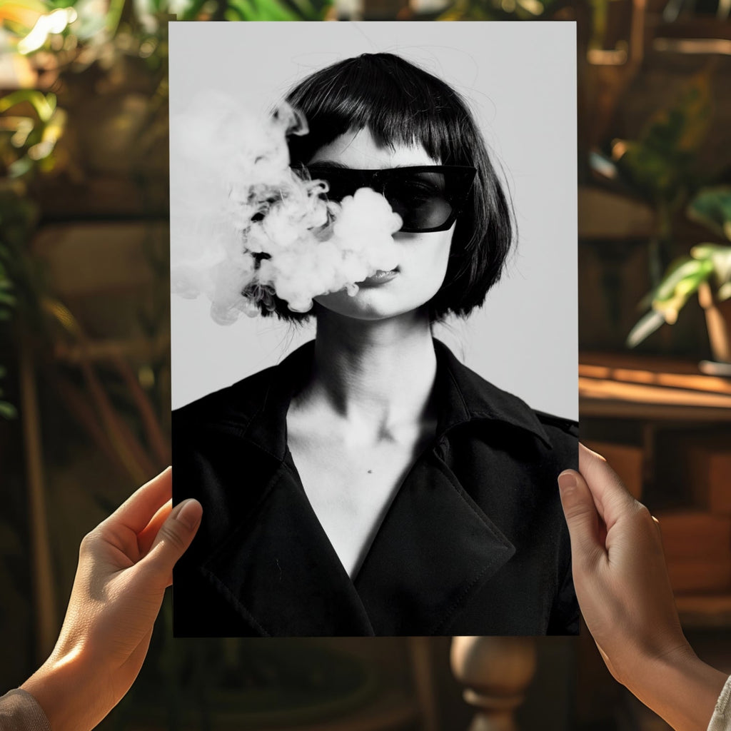 Woman in Smoke Aluminum Print