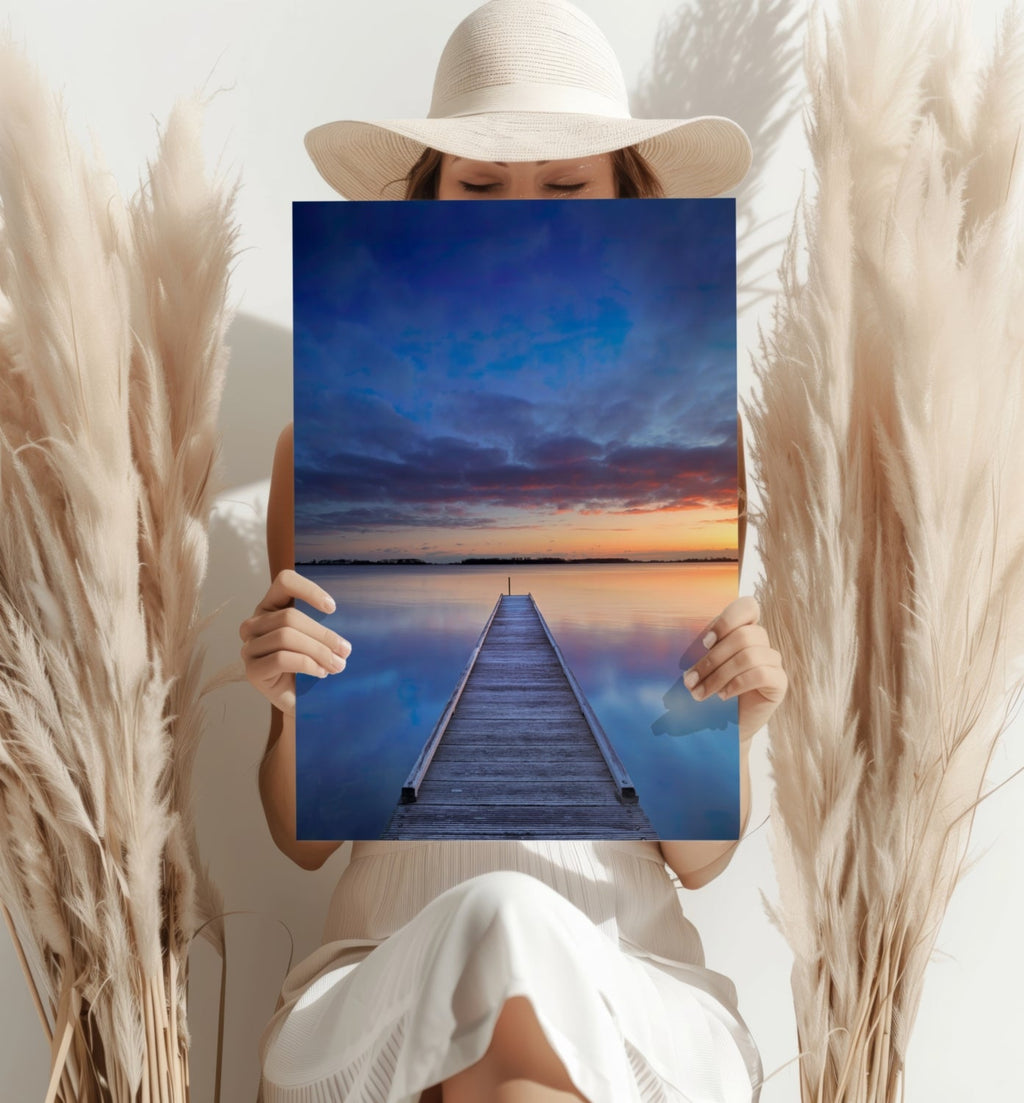 Dock View at Sunset Aluminum Print