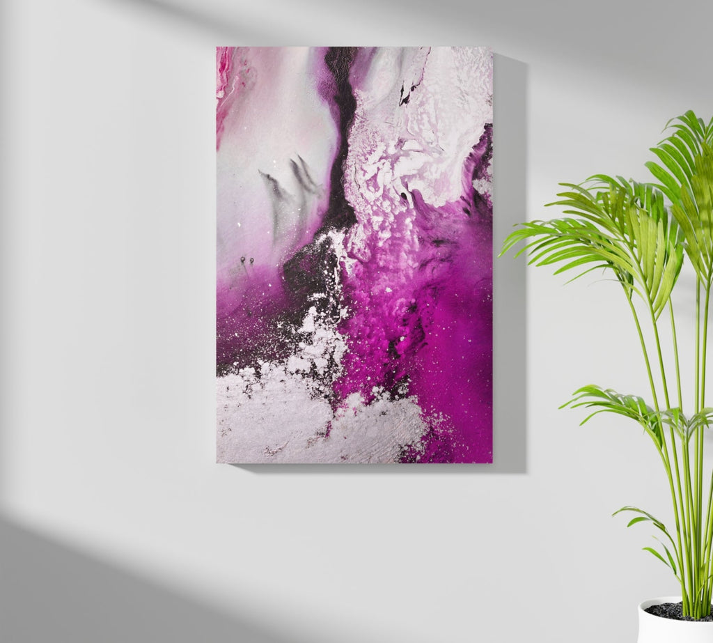 Abstract Paint Fuschia V2 Aluminum Print