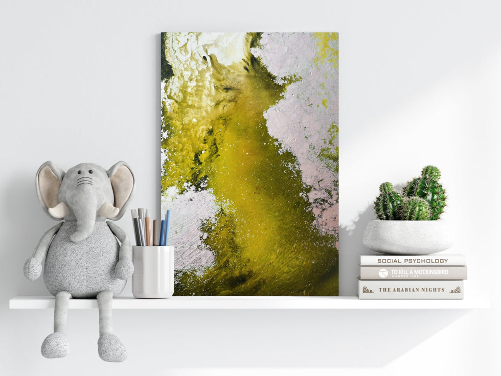 Abstract Paint Yellow V1 Aluminum Print