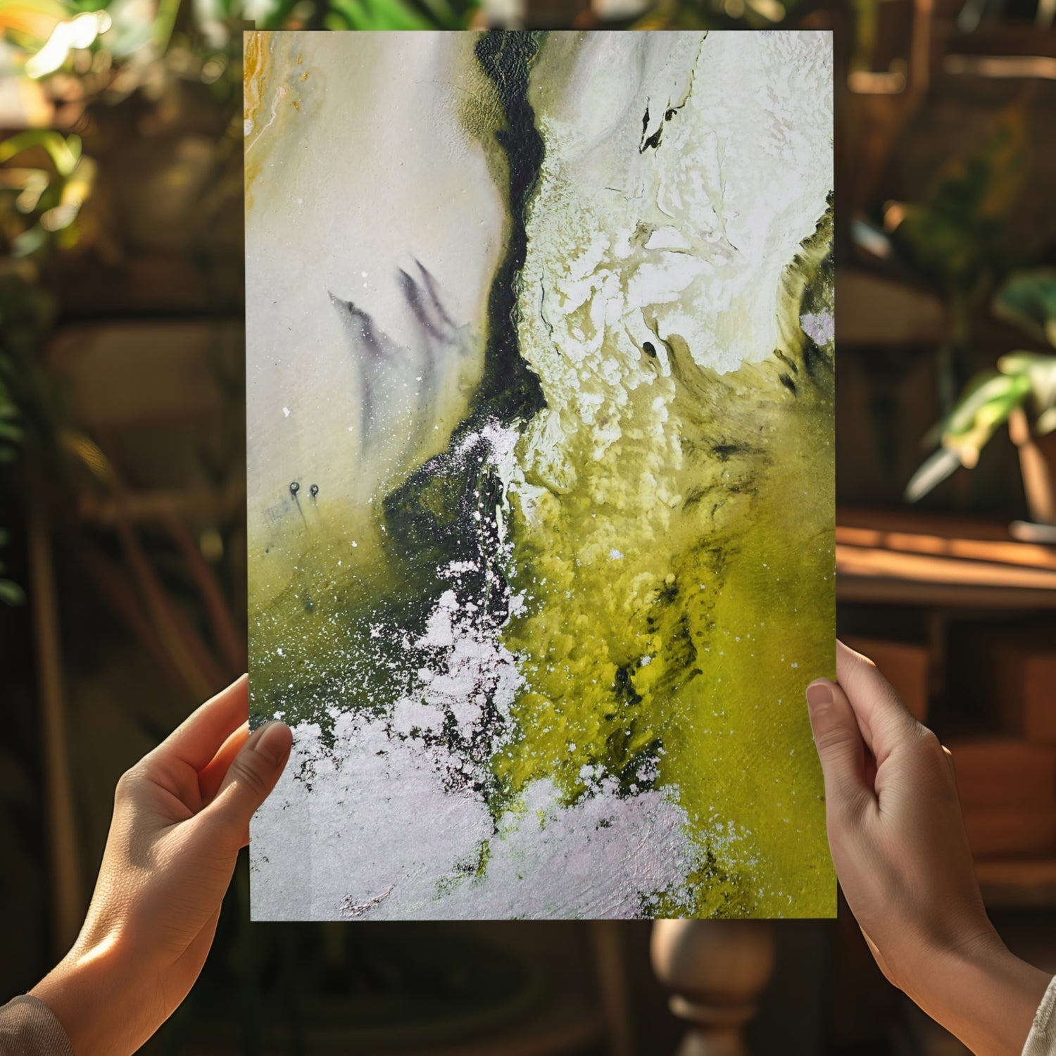 Abstract Paint Yellow V2 Aluminum Print