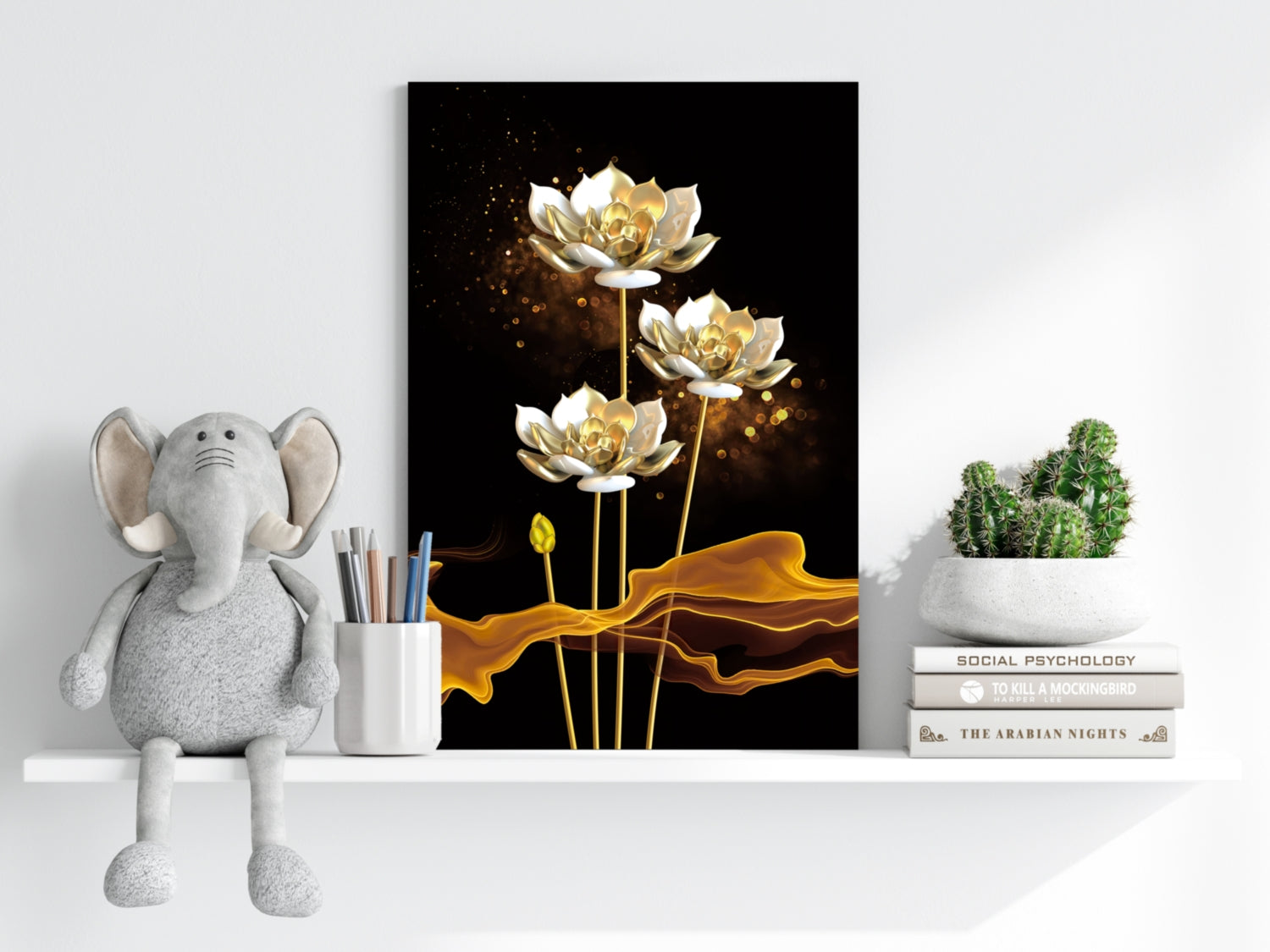 Golden Flower Abstract Aluminum Print