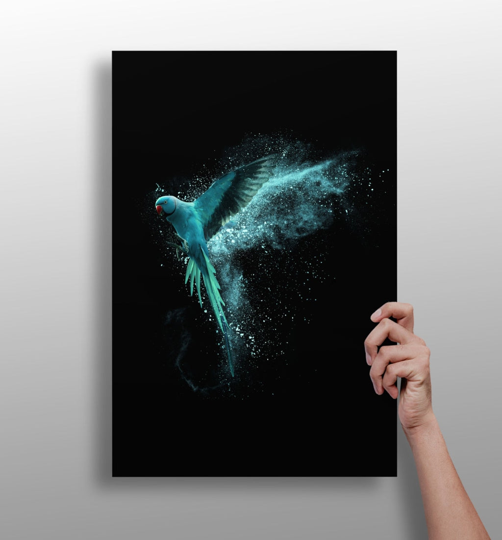 Teal Parrot Aluminum Print
