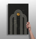 Abstract Line Art Dots and Lines Aluminum Print