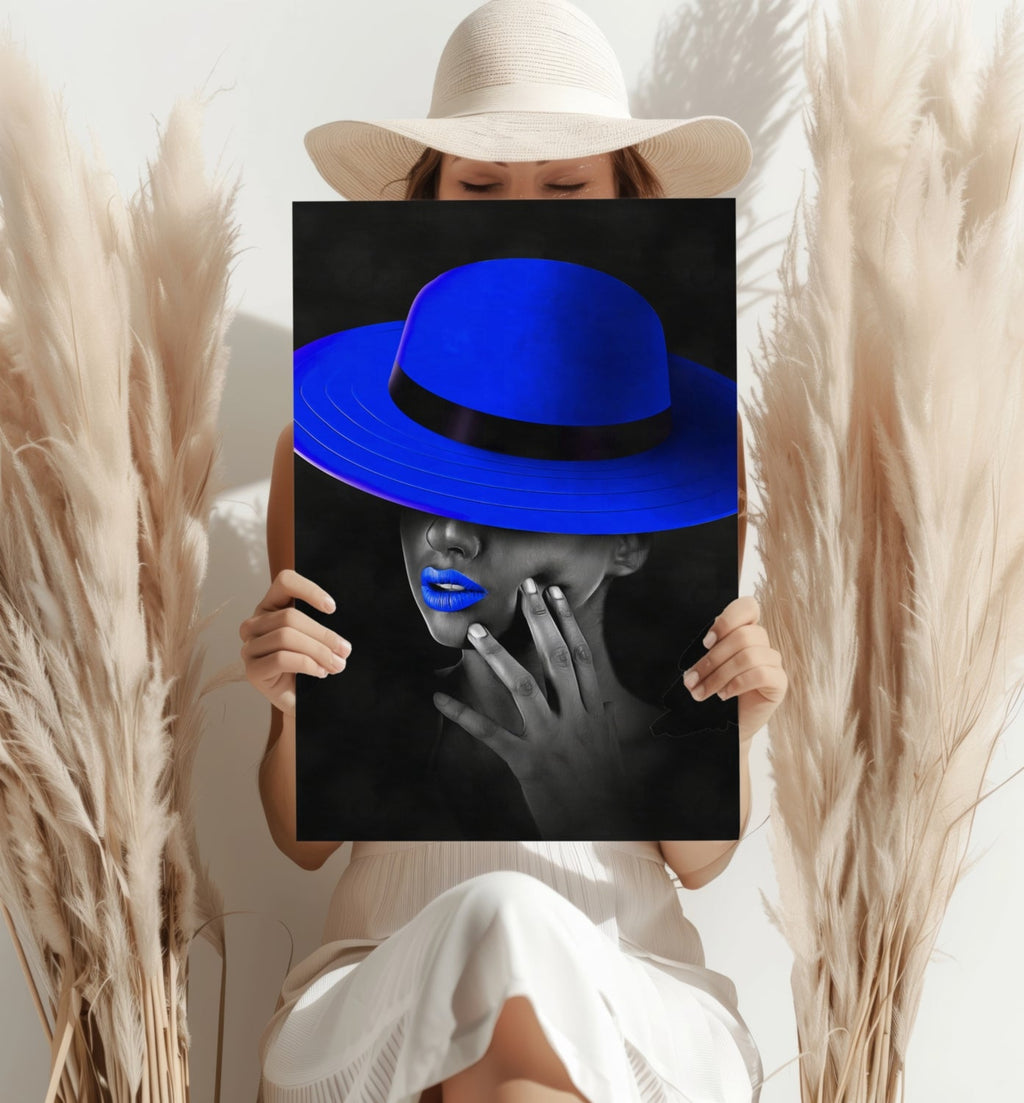 Woman with Blue Hat Aluminum Print