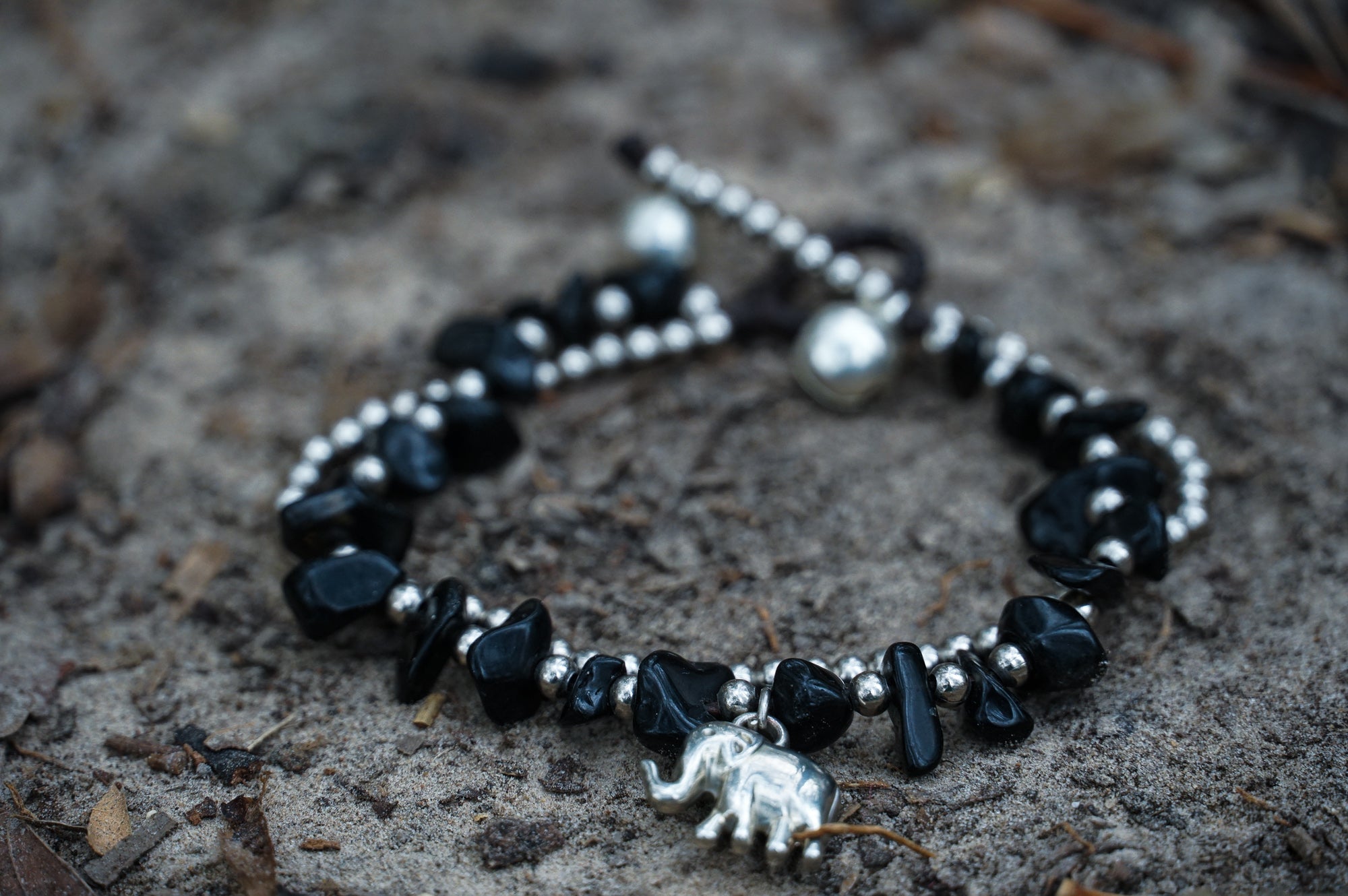 Boho Elephant Silver Stone Beaded Bracelet Set For Women