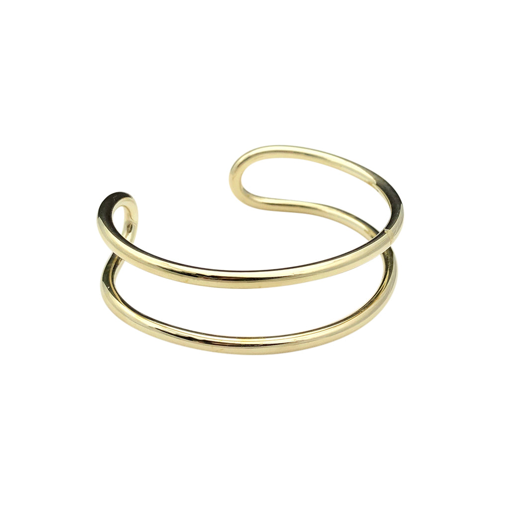 Bombshell Wire Cuff - Adjustable Recycled Brass Arm Cuff, Minimal Artisan