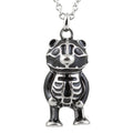 Bony Bear Skeleton Pendant Necklace Gothic Silver Charm