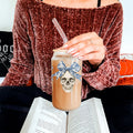 Bow Skull 20oz Insulated Glass Tumbler With Bamboo Lid And Stainless Straws