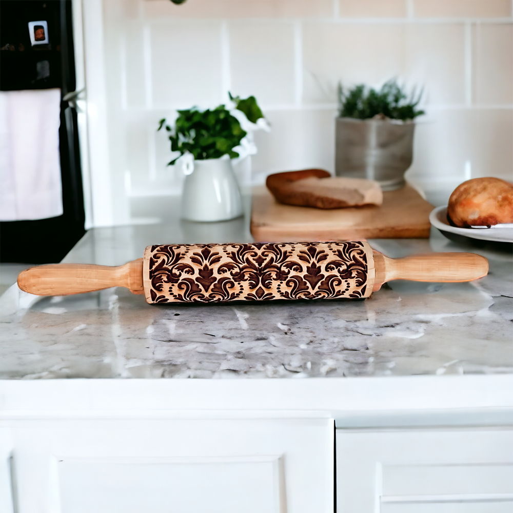 Boxed Rolling Pin Set - 5 Patterned Baking Pins, Kids Friendly, Wooden