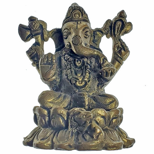 Brass Ganesh Idol Small Home Decor Hindu Blessing Statue